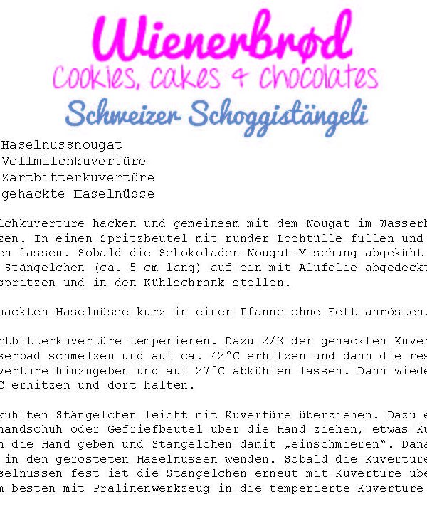 Rezept Schoggistängel