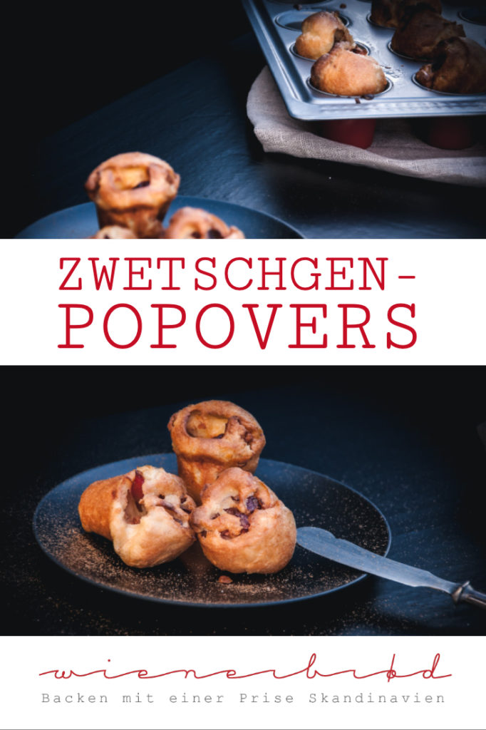 Zwetschgen-Popovers, superfluffiges Gebäck mit Zwetschgen und Zimt & Zucker, wie schwäbischer Pfitzaufs / Damson plum popover [wienerbroed.com]