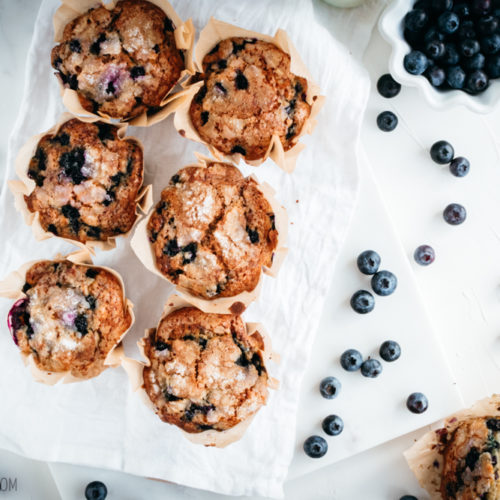 Blaubeer-Muffins, saftige und fluffige Muffins wie im Coffeehouse / Blueberry muffins [wienerbroed.com]