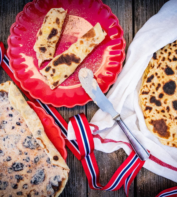 Lefse mit Zimtbutter - norwegische Spezialität aus Kartoffelteig mit einer Butter mit Zimt&Zucker / Lefse with cinnamon Butter, Norwegian speciality with potatoe dough filled with a Butter with sugar&cinnamon [wienerbroed.com]