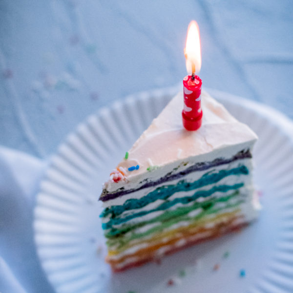 Regenbogen-Waffeltorte - Wienerbrød - skandinavisch backen