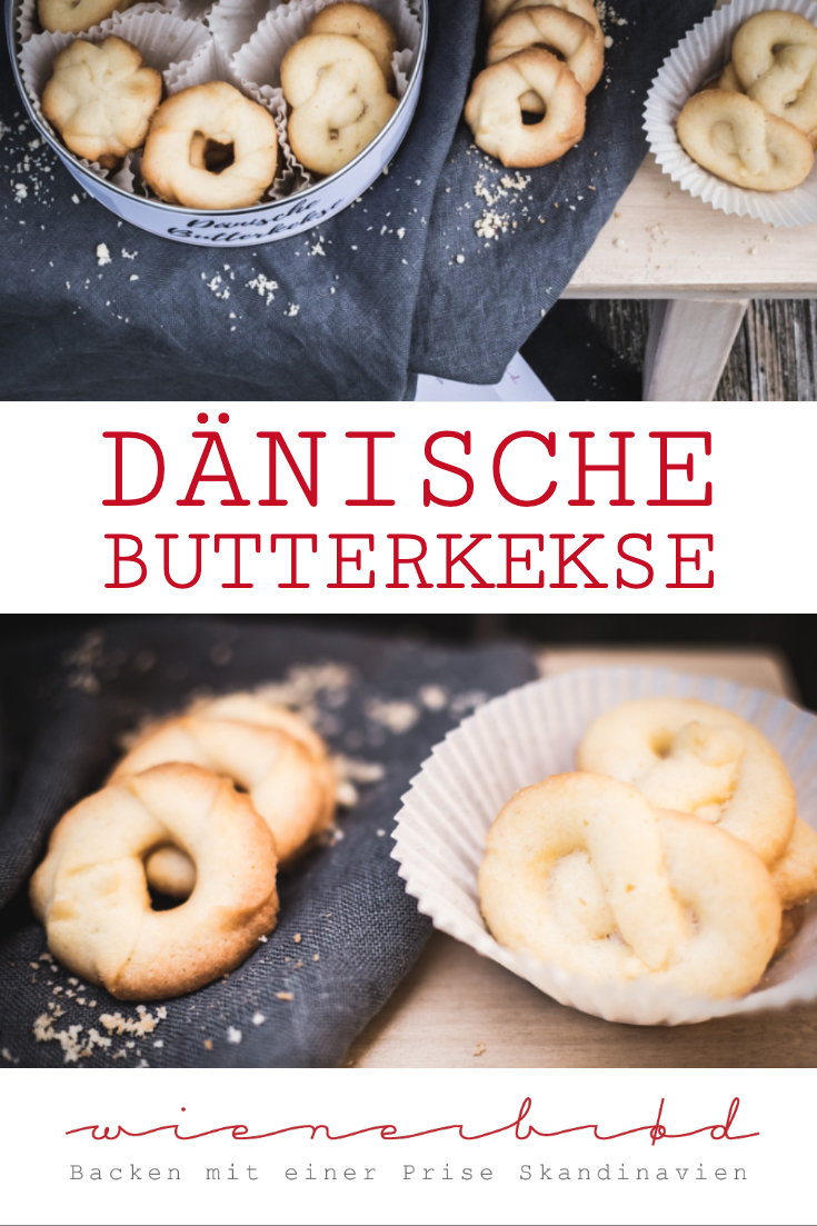 Dänische Butterkekse, selbstgebackene zarte, mürbe und butterige Kekse, wie original aus der Dose / Danish butter cookies like the original from Denmark [wienerbroed.com]