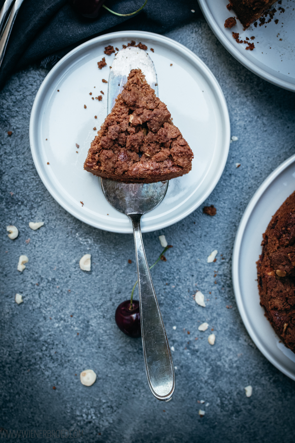 Kirsch-Schokokuchen mit Nuss - Wienerbrød - skandinavisch backen