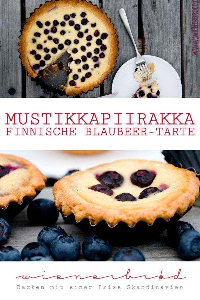 Rezept für Mustikkapiirakka, eine finnische Blaubeer-Tarte mit knusprigem Boden und eine Füllung aus Saueerrahm und Blaubeeren / Finnish blueberry tarte [wienerbroed.com]