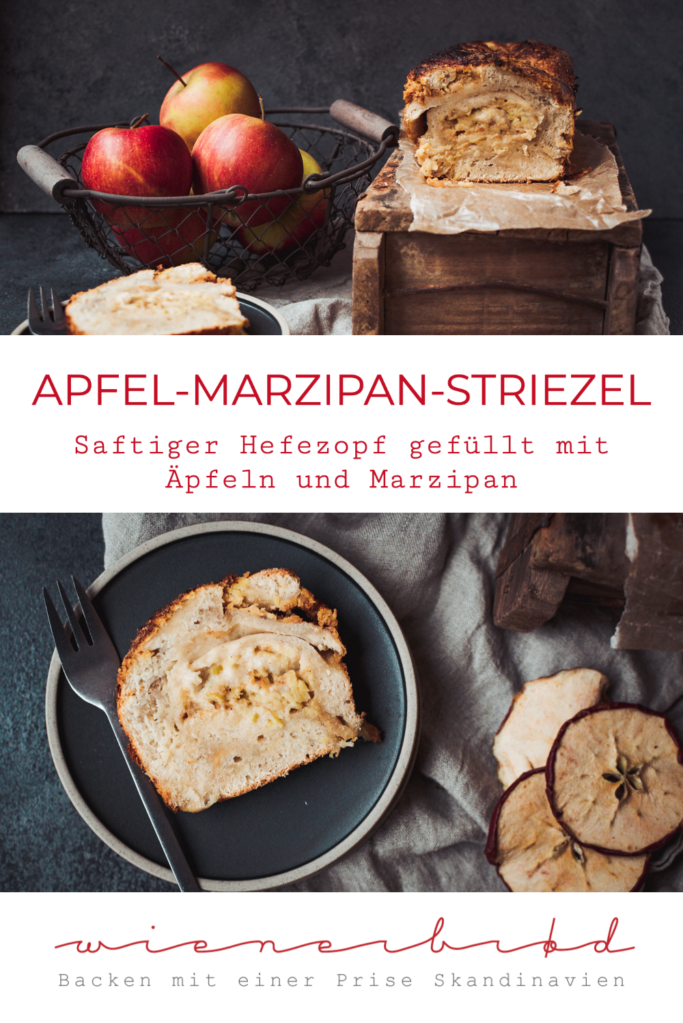 Rezept für Apfel-Marzipan-Striezel, saftiger Hefezopf gefüllt mit geraspelten Äpfeln und Marzipan, Apfel-Marzipan-Zopf / Apple marcipan babka [wienerbroed.com]