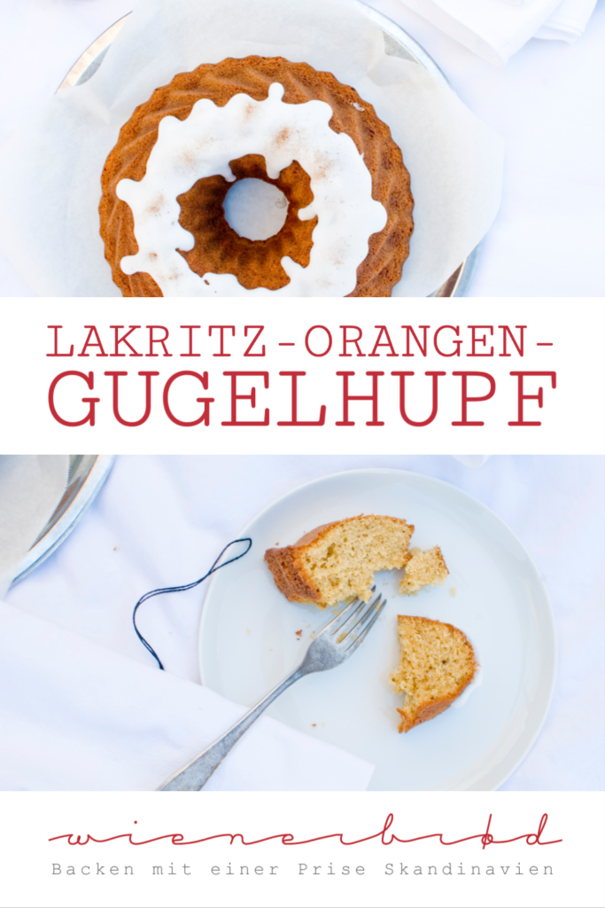 Rezept für Lakritz-Orangen-Gugelhupf, saftiger Orangen-Gugelhupf mit feiner Lakritz-Note und Zuckerguss / Recipe for licquorice orange bundt cake [wienerbroed.com]