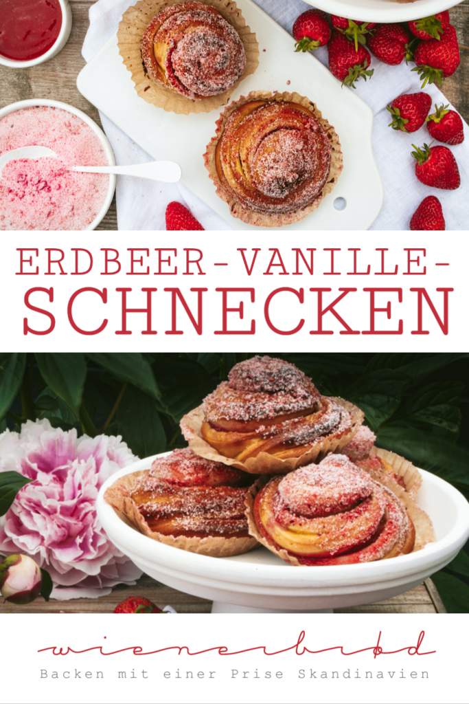 Erdbeer-Vanille-Schnecken / Hefeteig-Schnecken mit Erdbeerfüllung und Erdbeer-Zucker © Katharina Laurer, wienerbroed.com