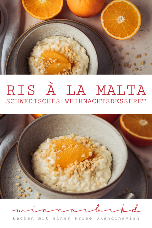Ris à la Malta, schwedisches Weihnachtsdessert mit Milchreis, Sahne, Orangen und Mandeln [www.wienerbroed.com]