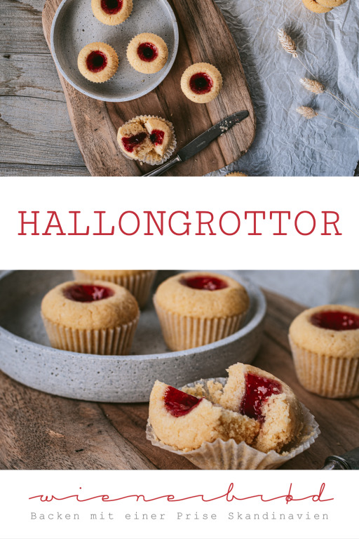 Pinterest - Rezept für Hallongrottor - schwedische Kekse mit Himbeermarmelade [wienerbroed.com]